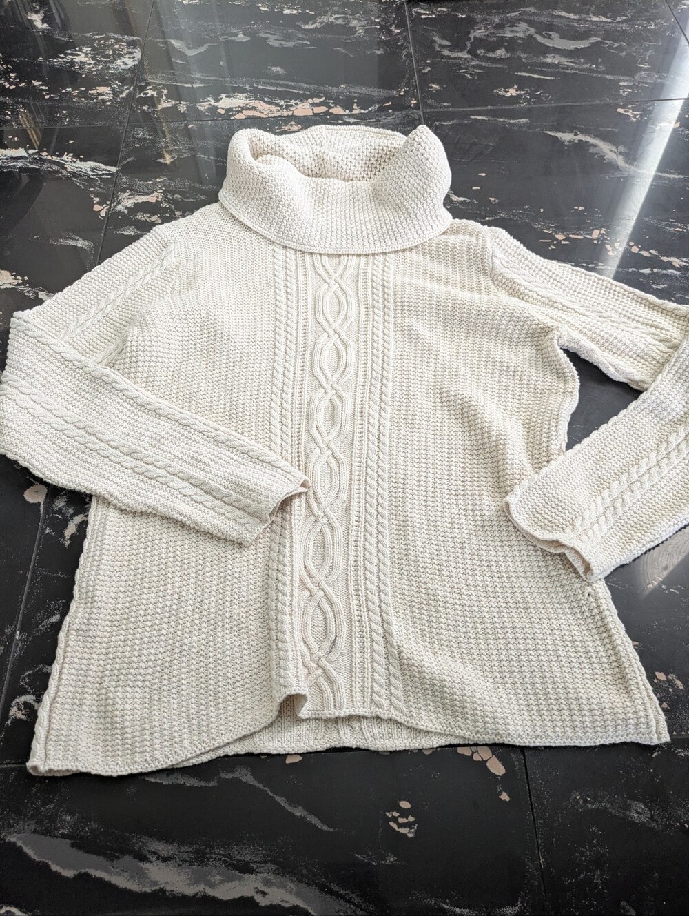 Jeanne Pierre Cowl Neck Cable Knit Sweater Size Large